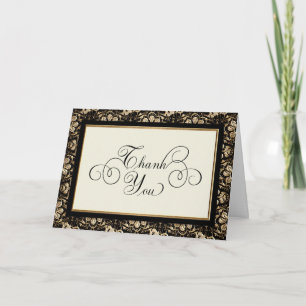Carte De Remerciements Gold Look, Lace Baroque Art Nouveau Deco 20s Style