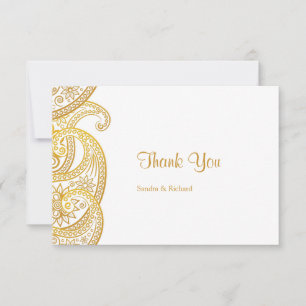 Carte De Remerciements Gold Paisley Mariage indien traditionnel