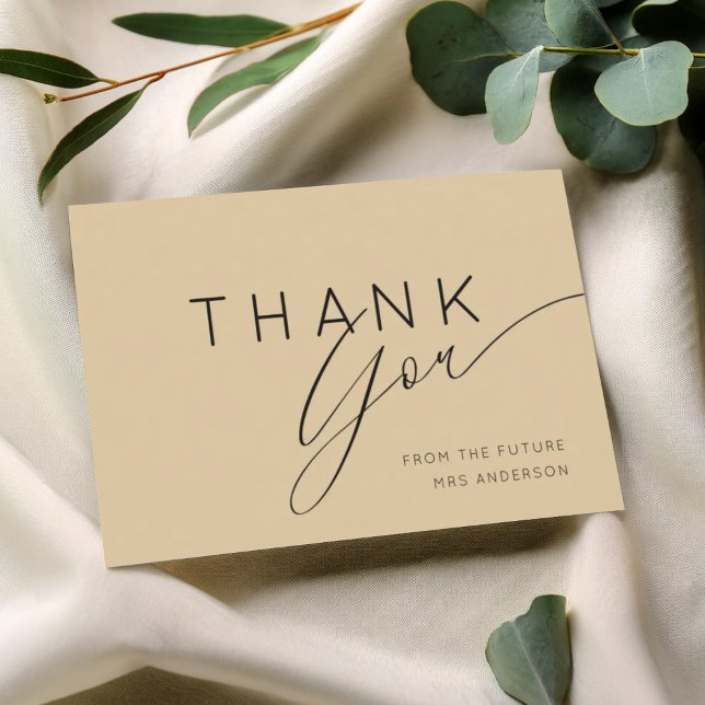 Carte De Remerciements Golden Beige Thank You Bridal Shower  (Créateur téléchargé)