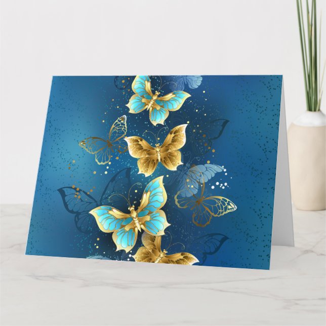 Carte De Remerciements Golden butterflies (Devant)