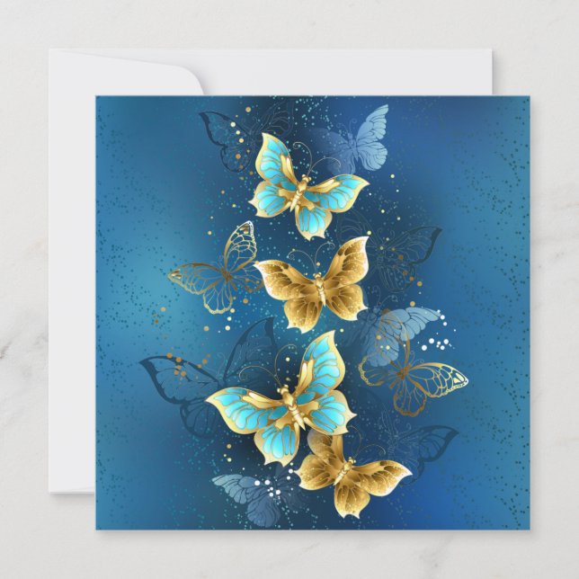 Carte De Remerciements Golden butterflies (Devant)