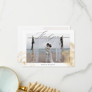 Carte De Remerciements Golden Coastal Two Mariage photo