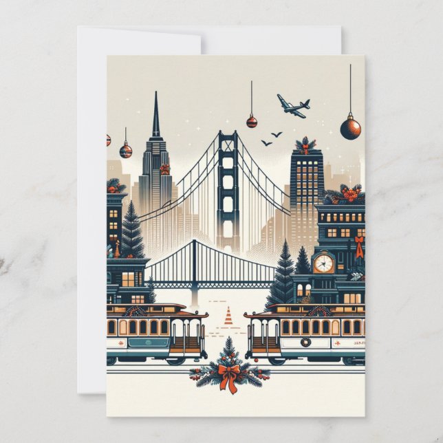 Carte De Remerciements Golden Gate Holiday Magie San Francisco Noël (Devant)