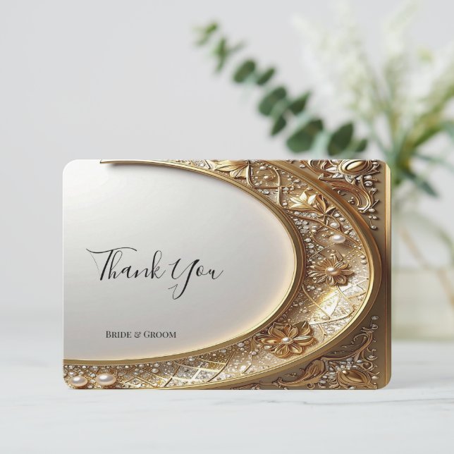 Carte De Remerciements Golden Ornate Frame Thank You Card (Debout devant)