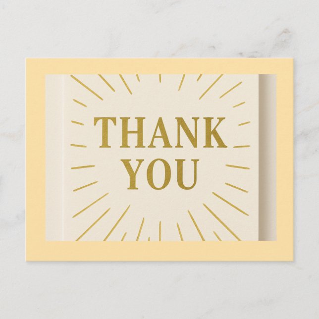 Carte de remerciements Golden Rays - Salutations É (Devant)