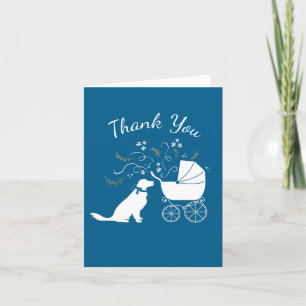 Carte De Remerciements Golden Retriever Baby shower chien bleu garçon