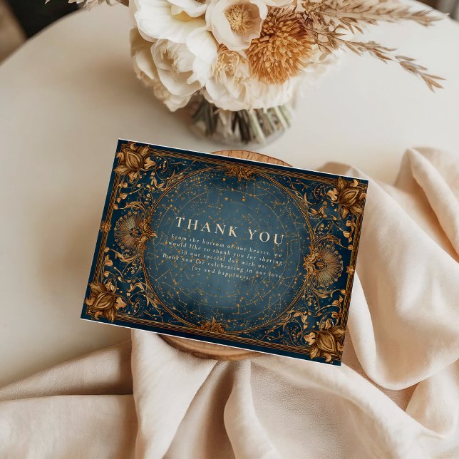 Carte De Remerciements Golden Starry Night Wedding (Créateur téléchargé)