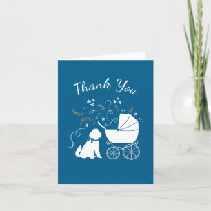 Carte De Remerciements Goldendoodle Chien Baby shower Garçon bleu