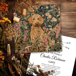 Carte De Remerciements Goldendoodle Chien dans William Morris Style Garde
