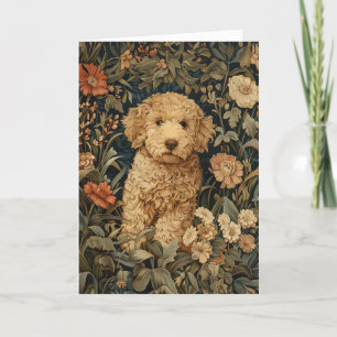 Carte De Remerciements Goldendoodle Chiot Vintage Flower Garden