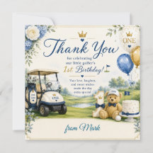 Golf 1er anniversaire avec voiturette de golf sur