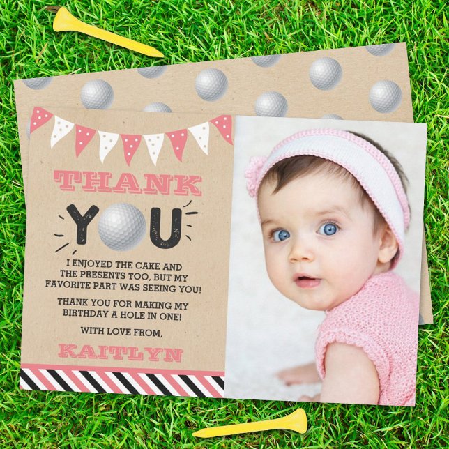 Carte De Remerciements Golf Ball N'importe quel âge Photo anniversaire (Créateur téléchargé)