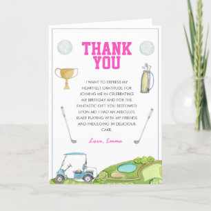 Carte De Remerciements Golf Girl Anniversaire