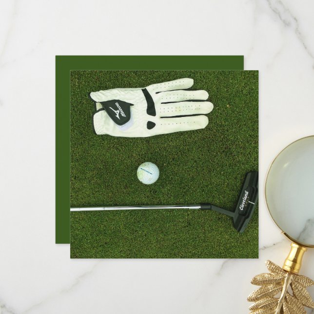 Carte De Remerciements Golf vert moderne (Devant/Arrière en situation)