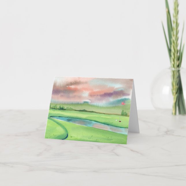Carte De Remerciements Golf Watercolor (Devant)