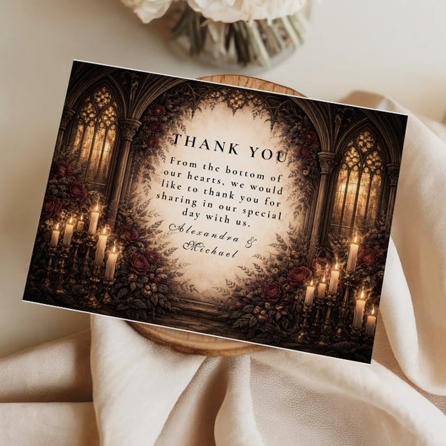Carte De Remerciements Gothic Cathedral Candlelight Wedding (Créateur téléchargé)