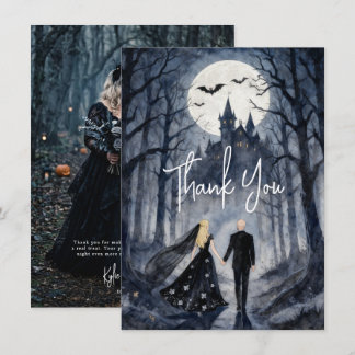 Carte De Remerciements Gothic Spooky Forest Toward Castle TLW26