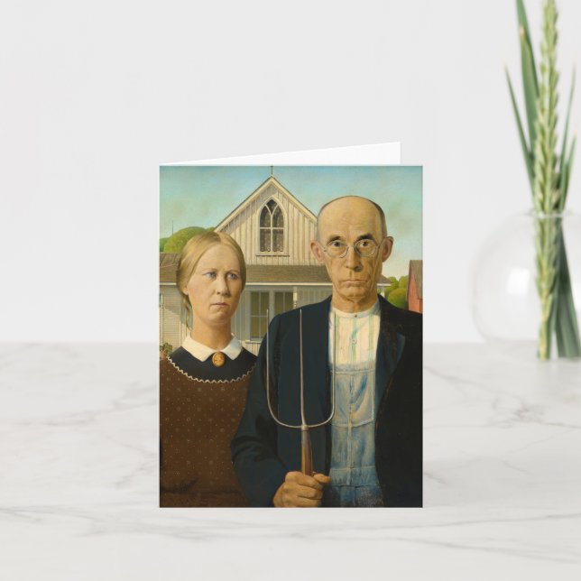 Carte De Remerciements gothique américain par Grant Wood (Devant)