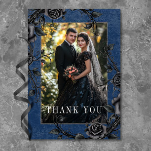 Carte De Remerciements Gothique Corbeau Noir Roses Noires Photo Mariage B