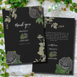 Carte De Remerciements Gothique Halloween Rose noir Mariage
