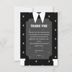 Carte De Remerciements Gothique Petite fille en robe noire Anniversaire