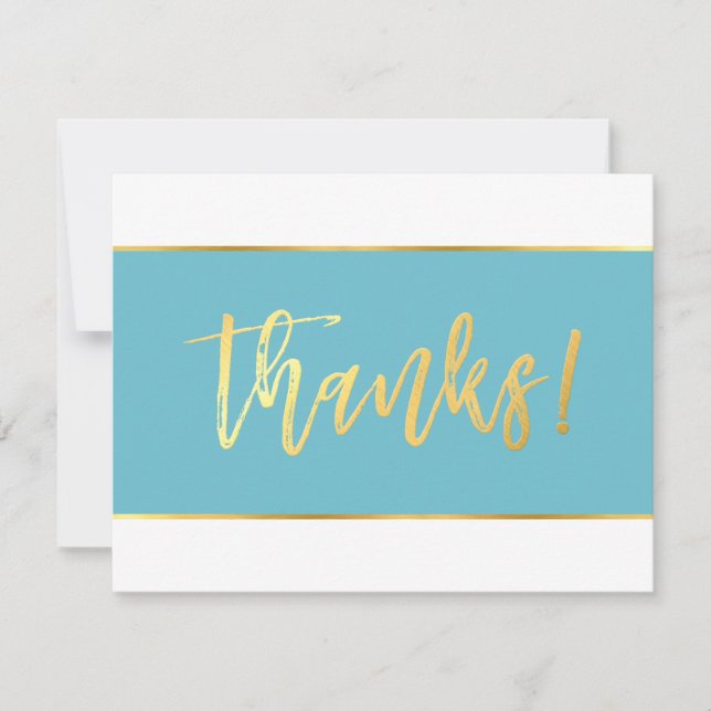 Carte De Remerciements GRÂCE à l'écriture moderne d'or bleu turquoise SAM (Devant)