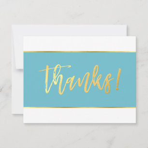 Carte De Remerciements GRÂCE à l'écriture moderne d'or bleu turquoise SAM