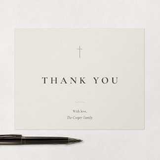 Carte De Remerciements Grace Sage Croix Religieuse Minimaliste
