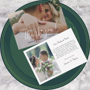 Carte De Remerciements Graceful Love Heart Mariage Photo Script chic