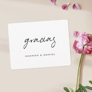 Carte De Remerciements Gracias Espagnol Simple Mariage de script noir