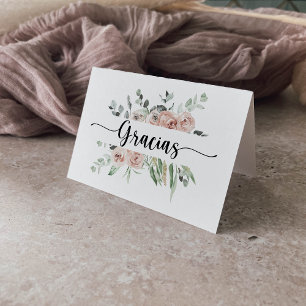 Carte De Remerciements Gracias Mariages pliées de rose classique
