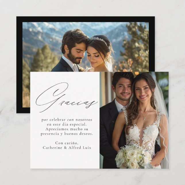 Carte De Remerciements Gracias Tarjeta de agradecimiento de boda (Devant / Derrière)