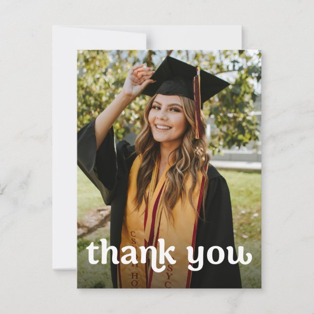 Carte De Remerciements Grad bouchon Gold tassel Vertical Photo Graduation (Devant)