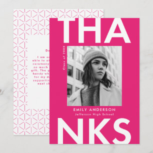 Carte De Remerciements Grad Grad Hot Pink Photo Graduation