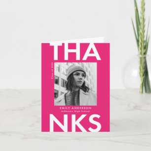 Carte De Remerciements Grad Grad Hot Pink Photo Graduation
