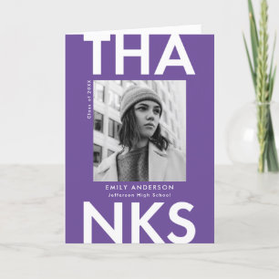 Carte De Remerciements Grad Grad Purple Photo Graduation