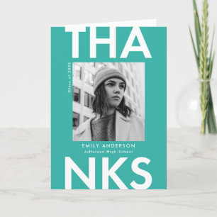 Carte De Remerciements Grad Grad Turquoise Photo Grad Grad