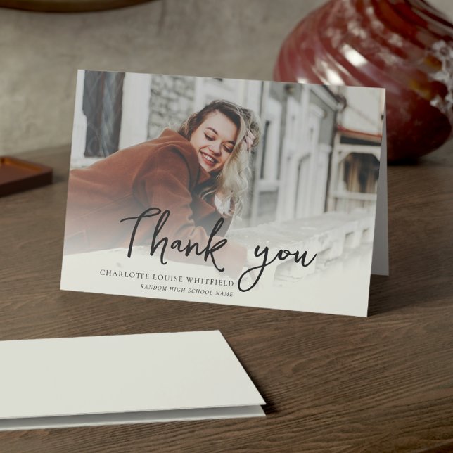 Carte De Remerciements Graduation 2025 Photo Grad Script (Graduation 2025 Photo Grad Script Thank You Card)