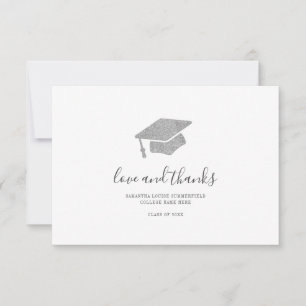 Carte De Remerciements Graduation 2025 Photo Silver Grad Casquette Script