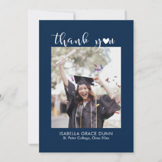 Carte De Remerciements Graduation du script de calligraphie cardiaque