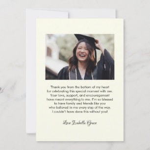 Carte De Remerciements Graduation du script de calligraphie cardiaque