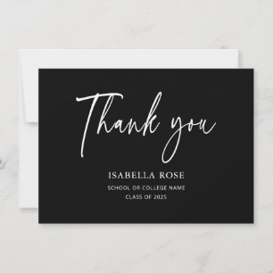 Carte De Remerciements Graduation minimale moderne en noir et blanc