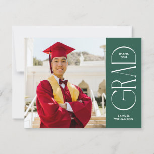 Carte De Remerciements Graduation minimaliste avec photo recto verso