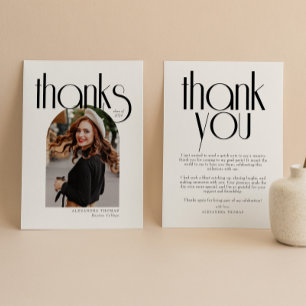 Carte De Remerciements Graduation minimaliste et moderne de la photo d'ar