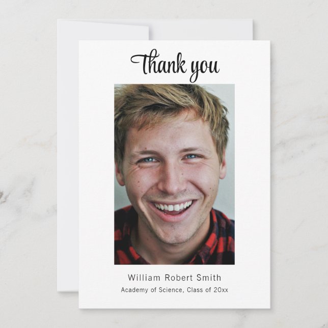 Carte De Remerciements Graduation moderne avec Vibe Masculine Personnalis (Devant)