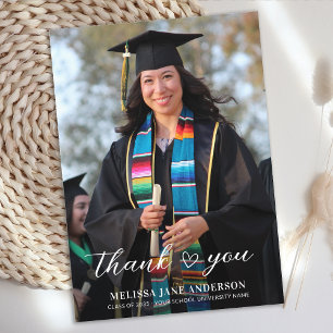 Carte De Remerciements Graduation moderne Simple Custom Graduate Photo