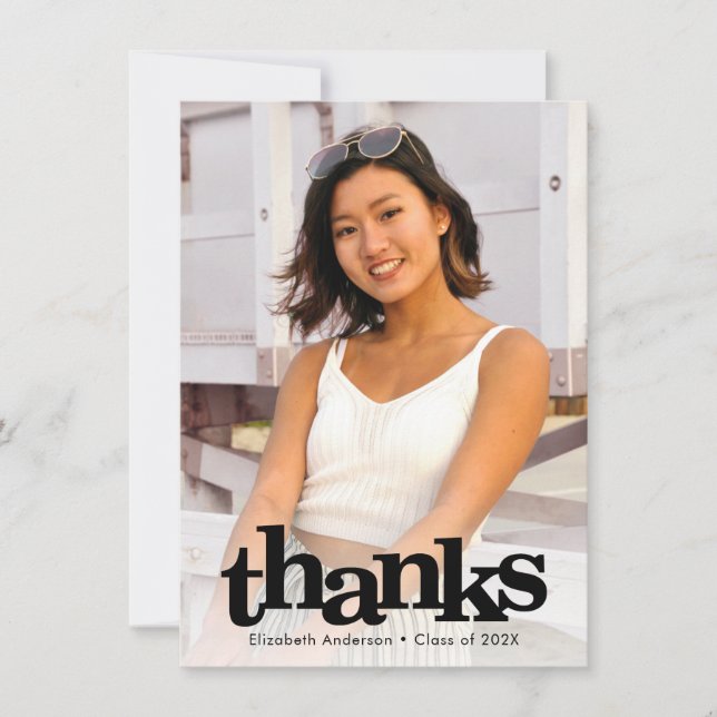Carte De Remerciements Graduation photo hardi moderne simple typographie (Devant)