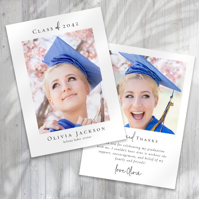 Carte De Remerciements Graduation photo minimaliste de script moderne (Créateur téléchargé)