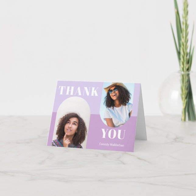 Carte De Remerciements Graduation photo moderne en arc violet (Devant)