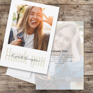 Carte De Remerciements Graduation Photo Script élégant Personnalisé